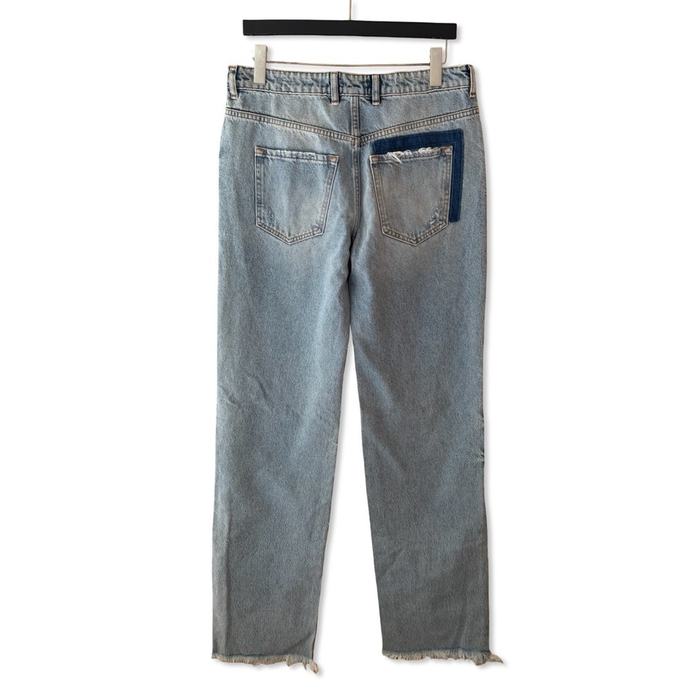 SER.O.YA Heidi Blue Patchwork Jeans denim straight leg pants NWT $370 sz 28 - Picture 11 of 13
